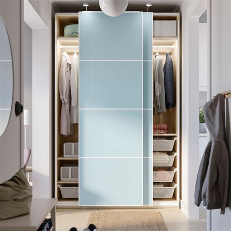 PAX / MEHAMN Wardrobe with sliding doors, white/double sided 